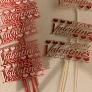 Happy Valentines Day Floral Picks Decor- Red and White NWOT